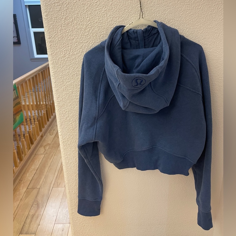 Lululemon Cropped Scuba Hoodie Heathered Oasis Blue Sz 12 - Picture 4 of 5